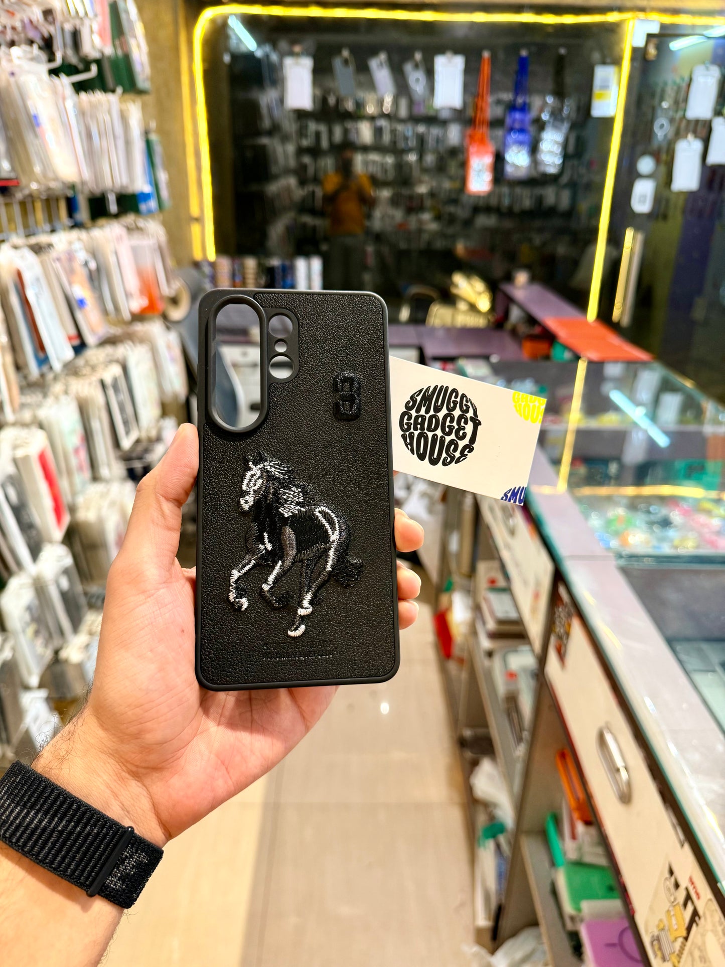 Black Horse Embroidery Case for SAM Galaxy