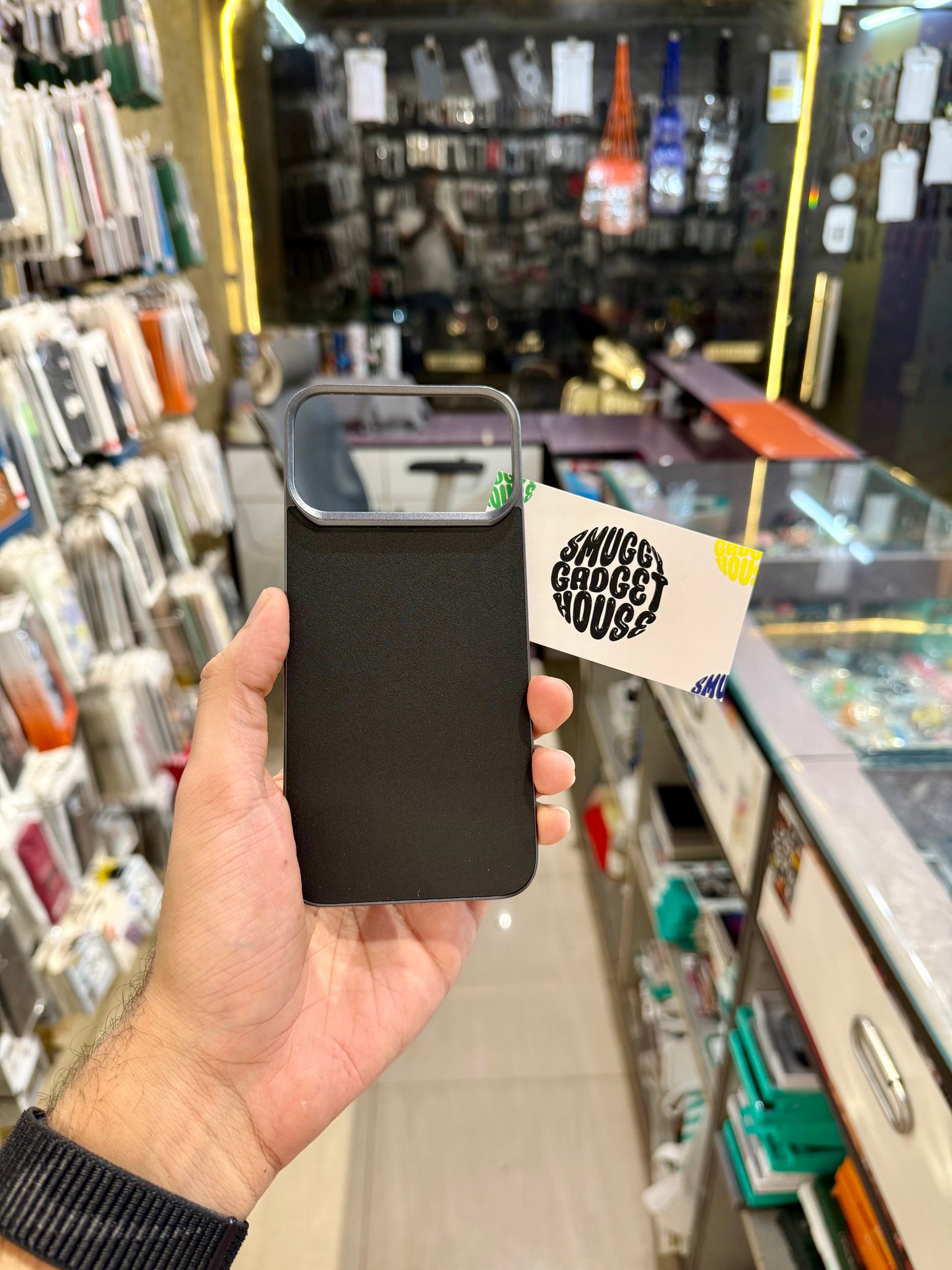 Black Leather Magnetic Panel for Iphone