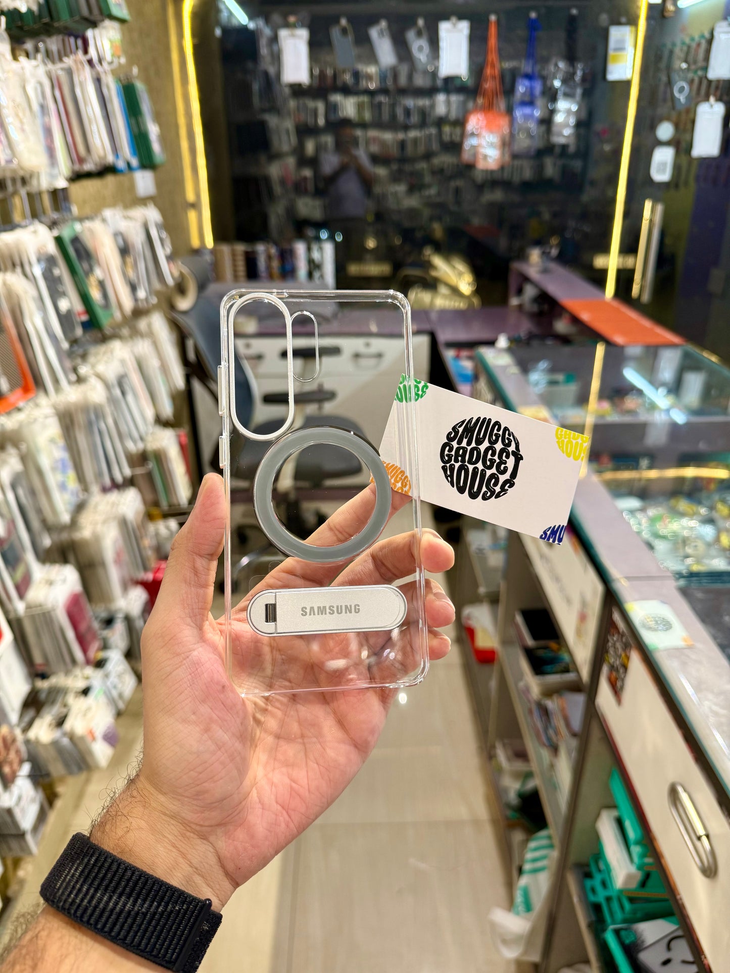 Og Anti Yellow Metal Stand Magsafe Case for SAM Galaxy (Metal ring)