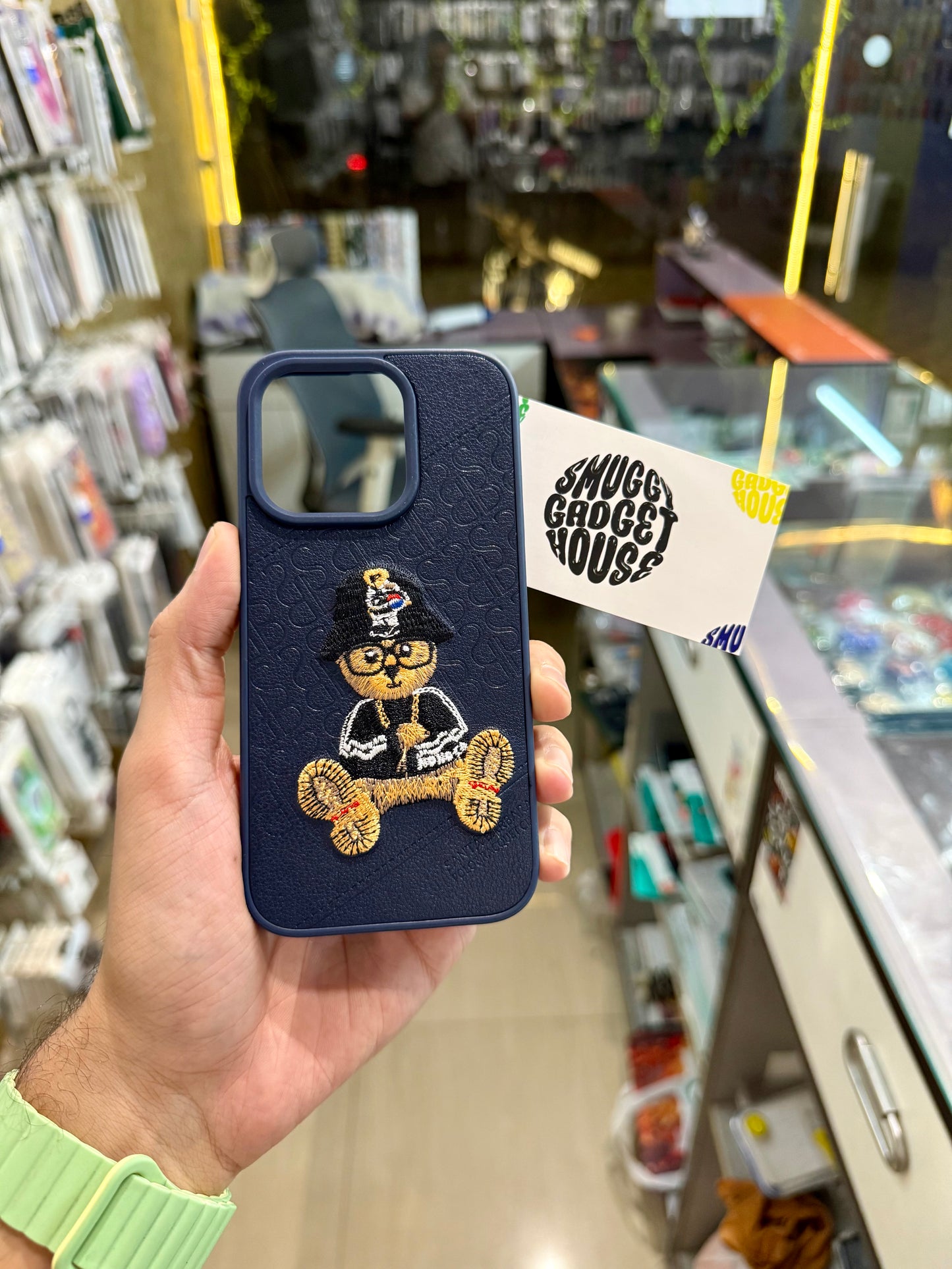 Teddy Embroidery Case for Iphone (Blue)
