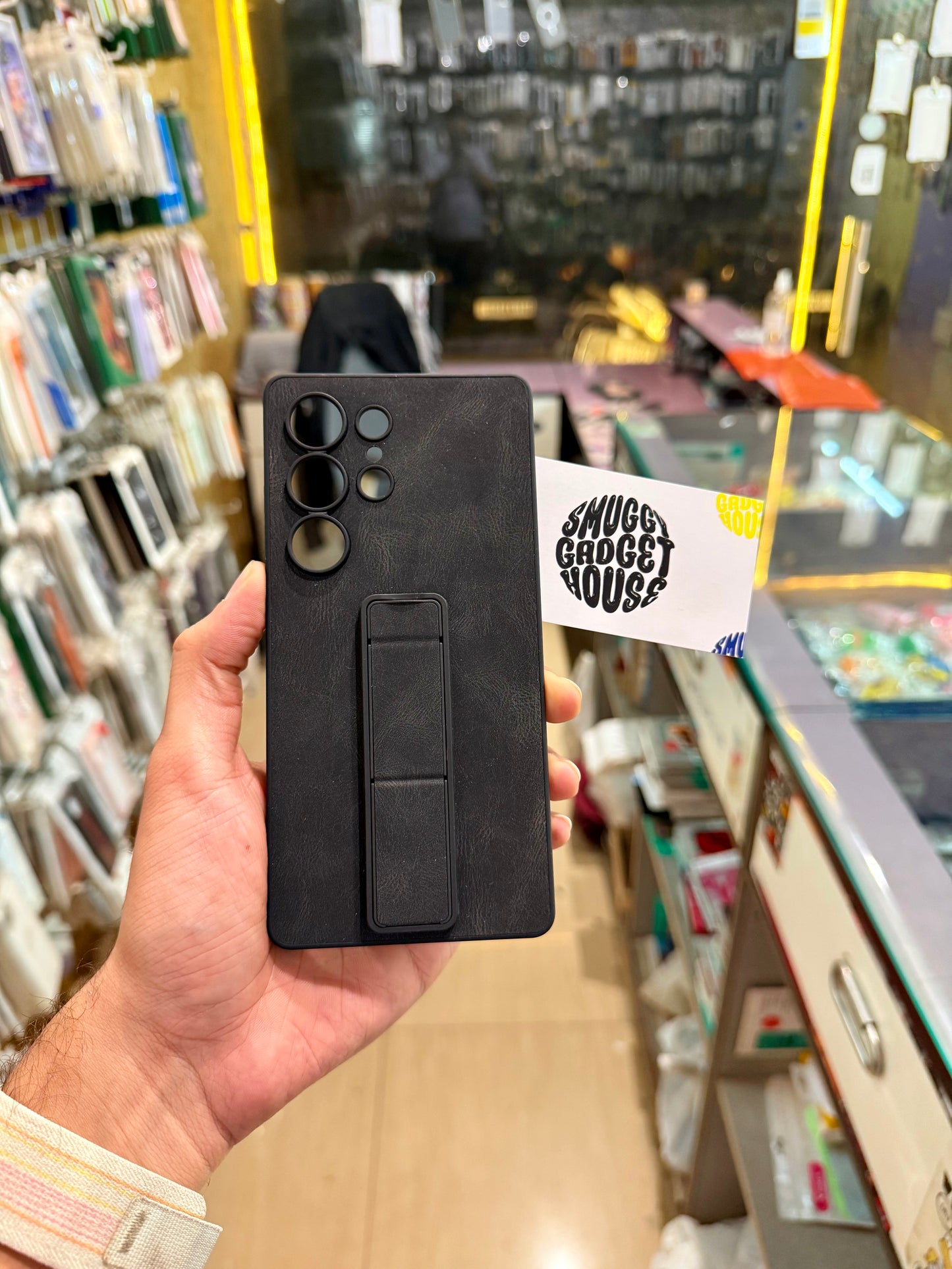 Black Leather Stand Case for SAM Galaxy