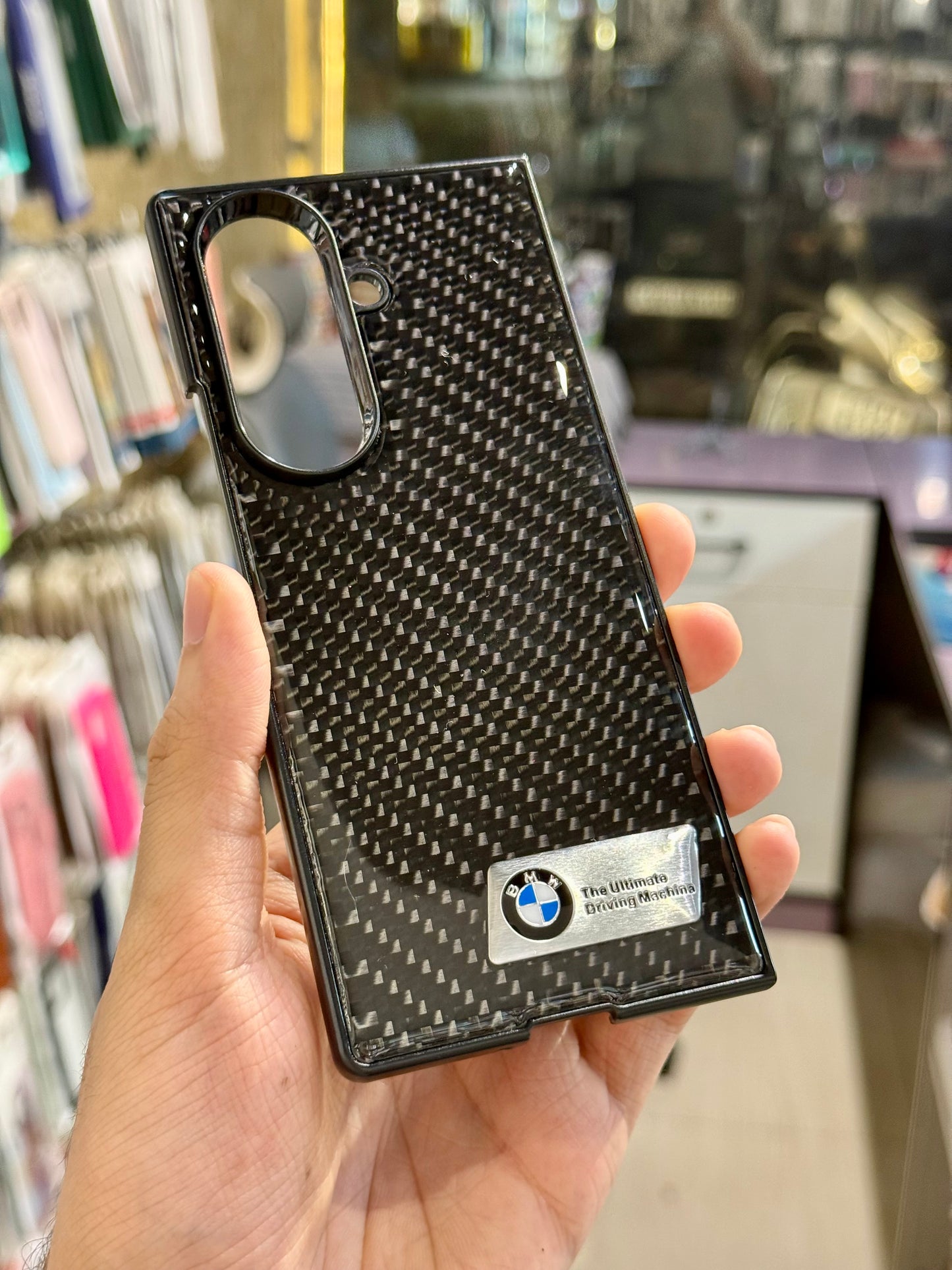 Black BMW Carbon texture Case for SAM Galaxy Fold