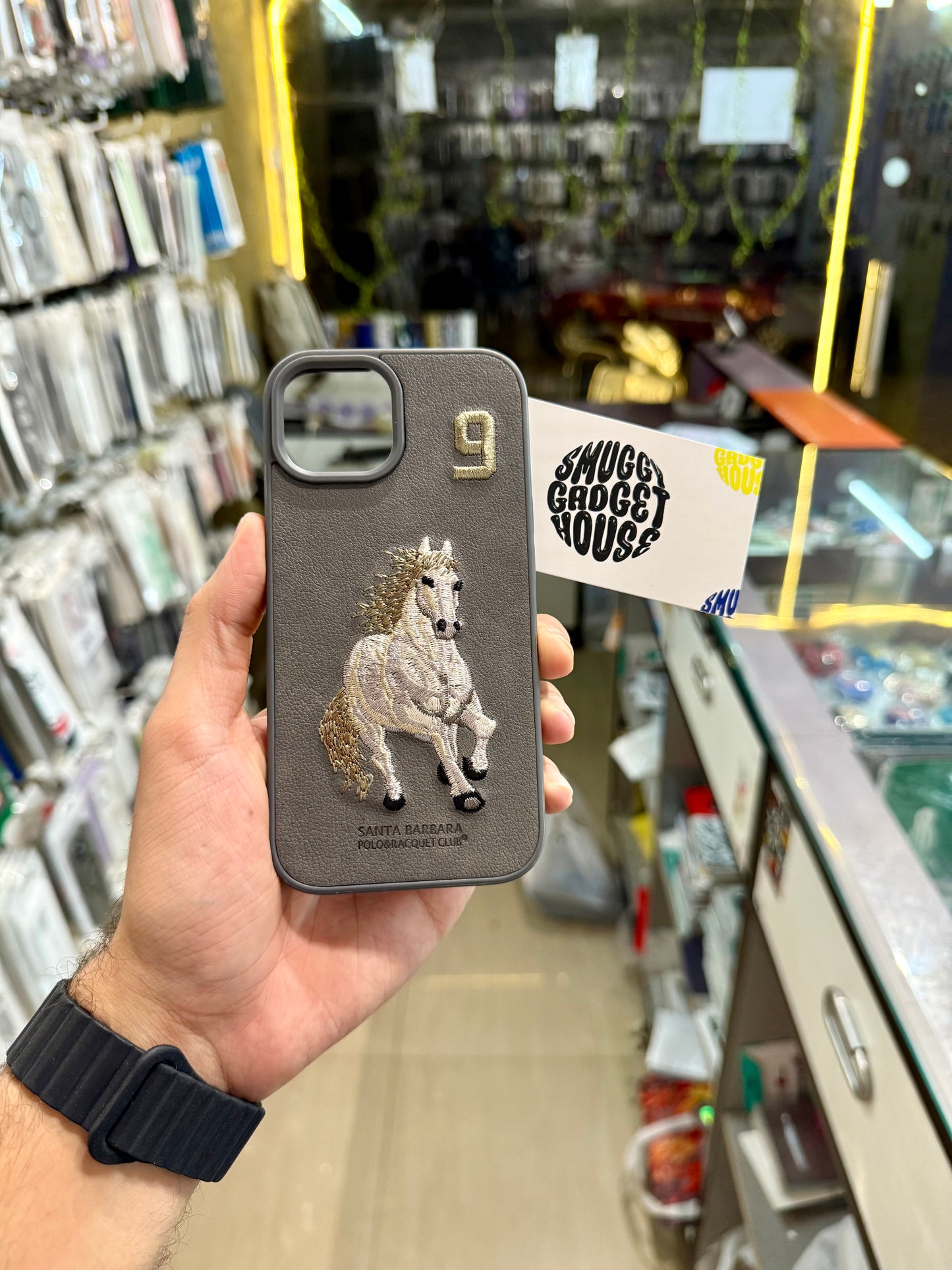 Gray Horse Embroidery Case for Iphone (Number 9)