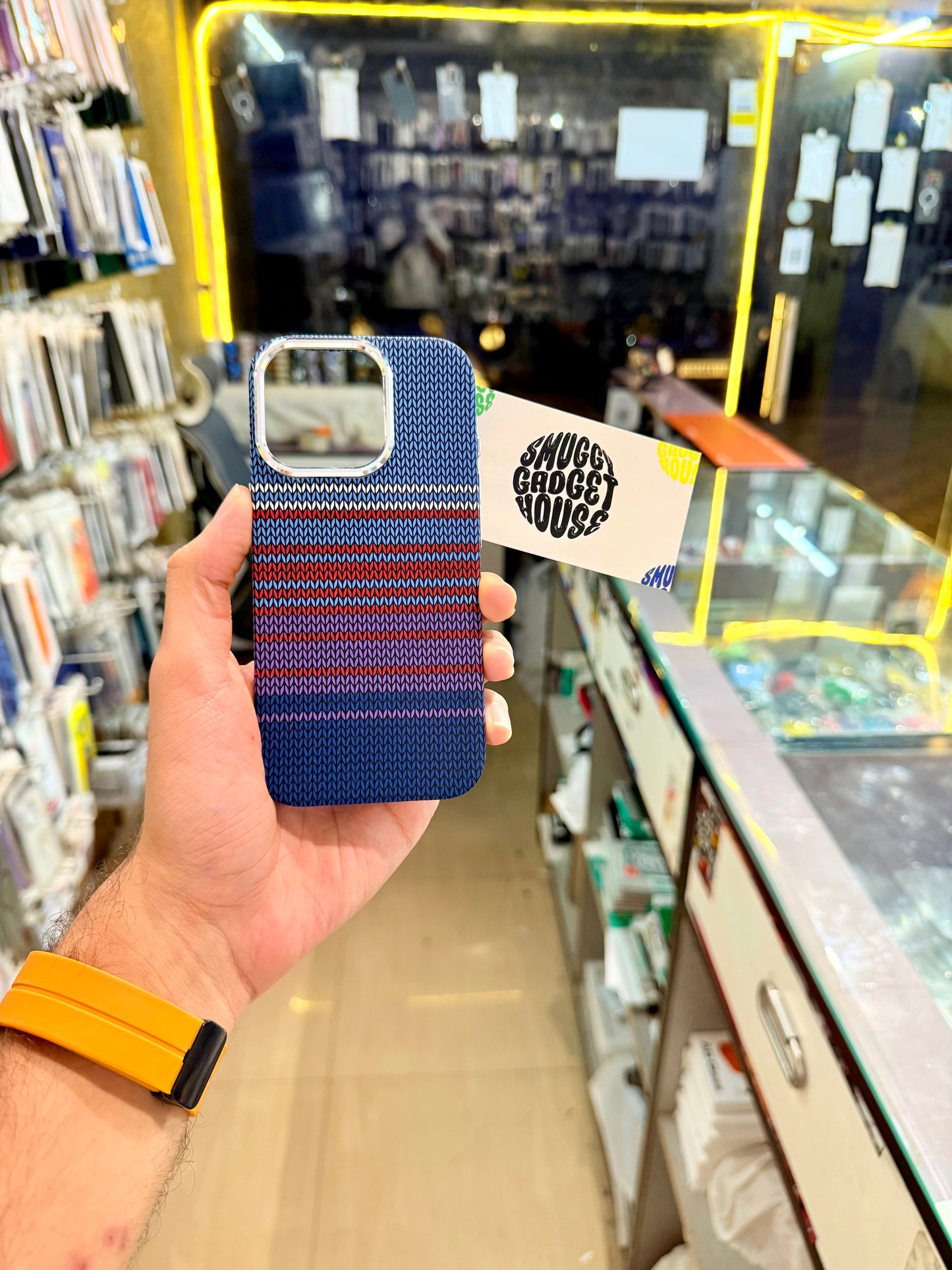 Aramid Fibre MagSafe Case for Iphone (Blue Fabric Edition)