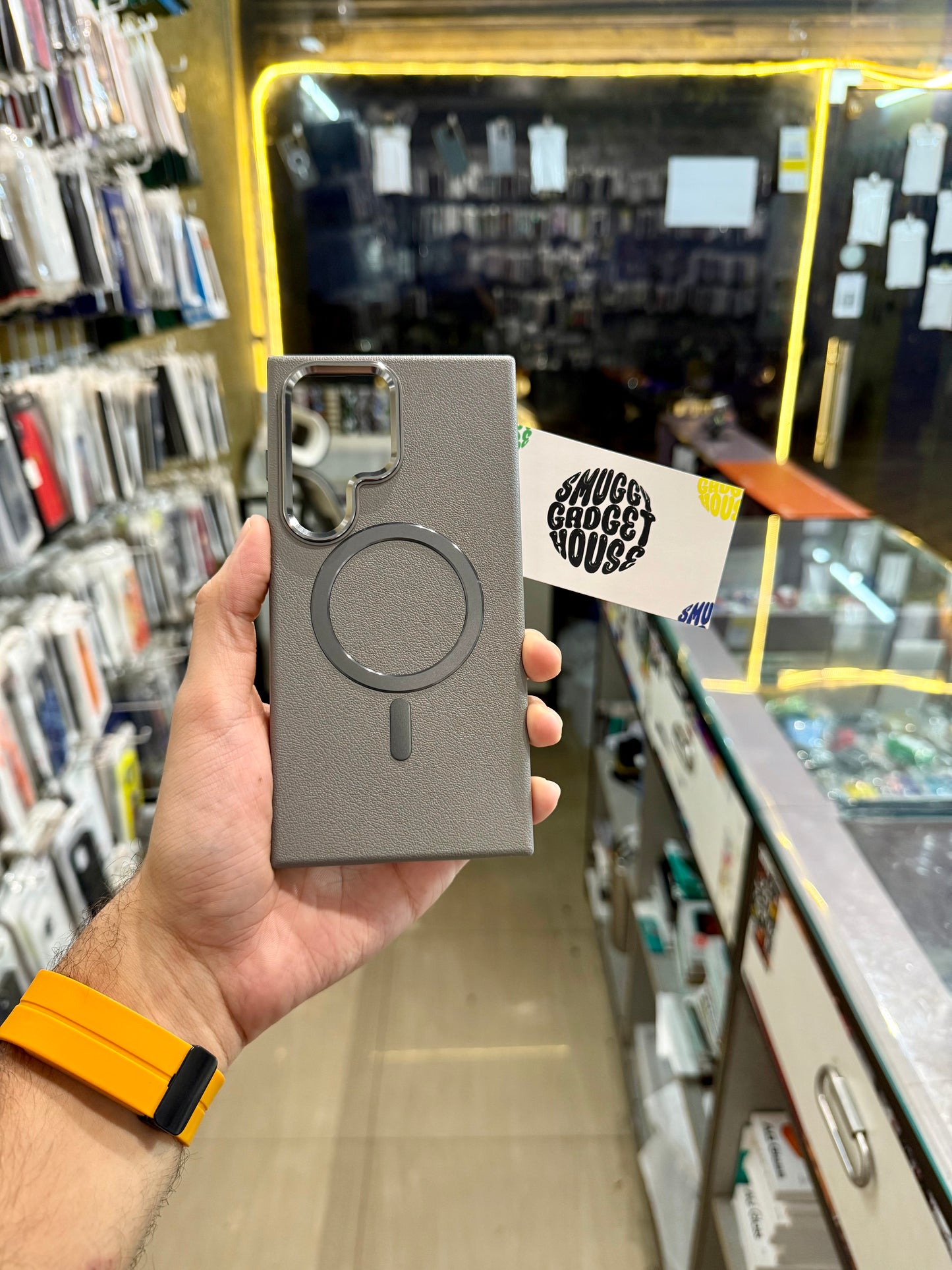 Leather Magsafe Case for SAM Galaxy (Metal Ring)