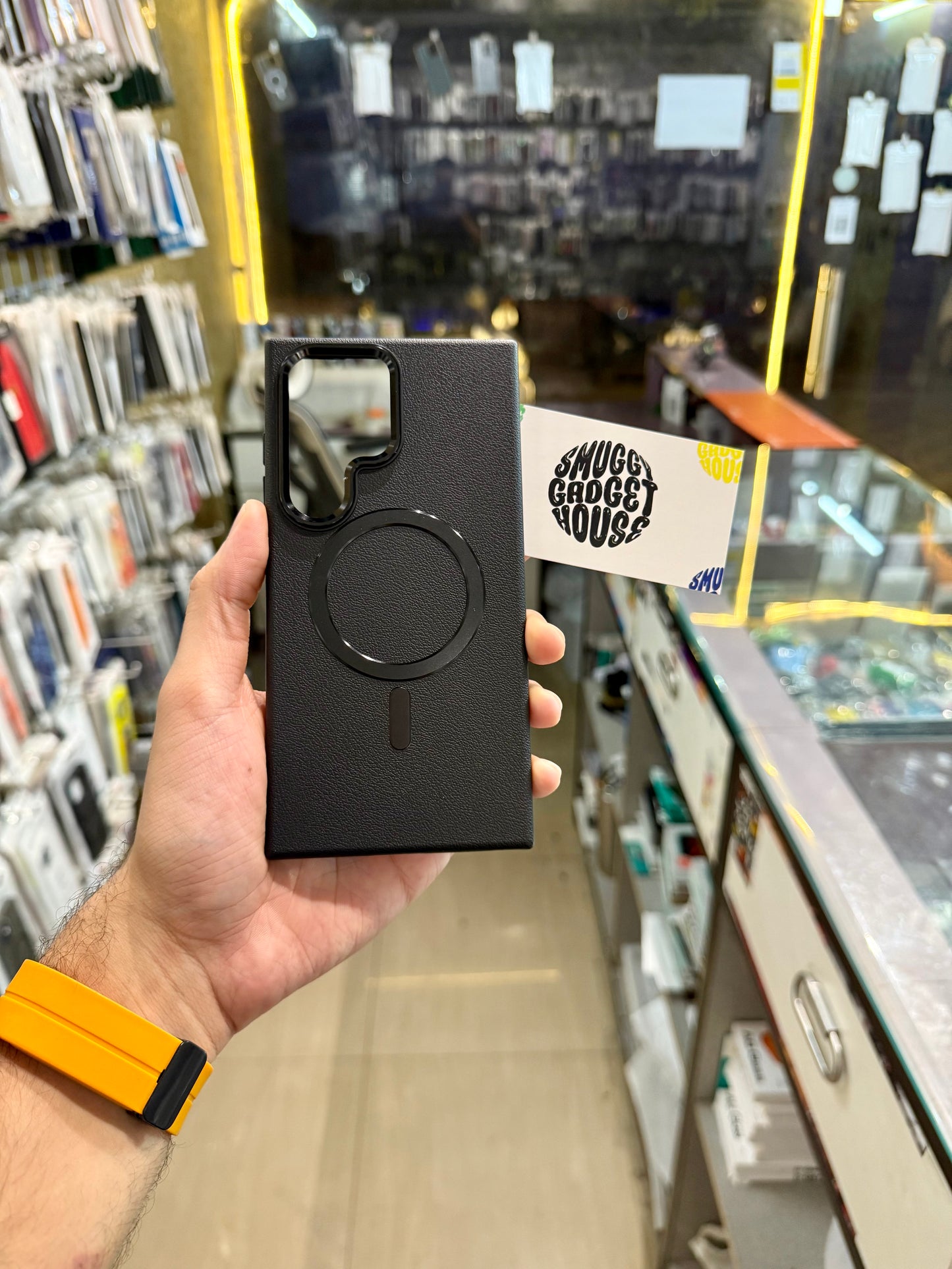 Leather Magsafe Case for SAM Galaxy (Metal Ring)