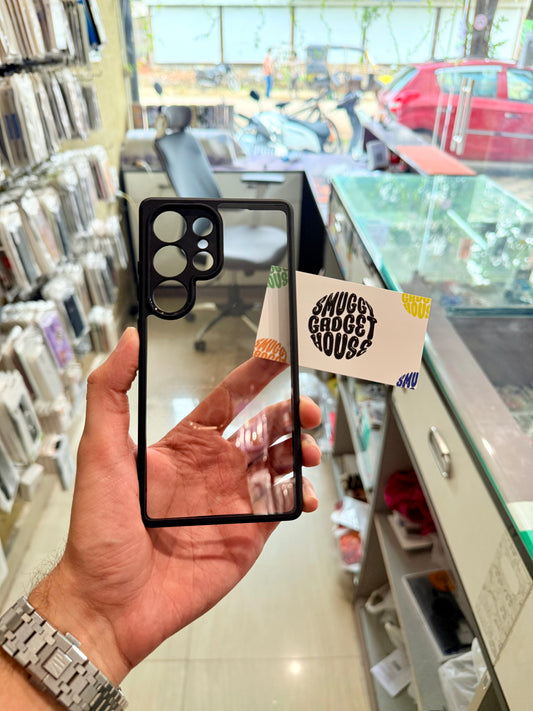 Black Border Transparent Case for SAM Galaxy (Camera Protection)