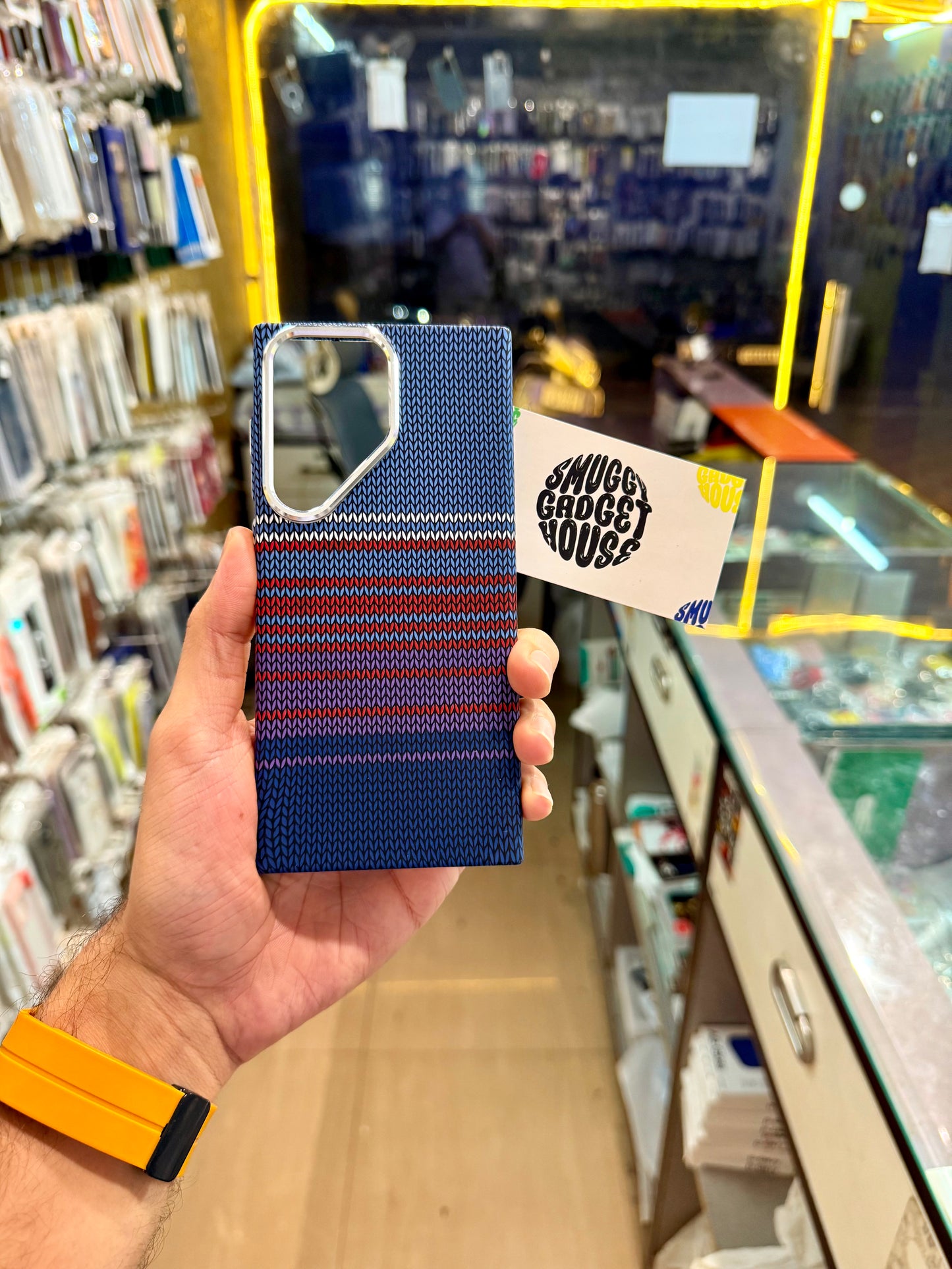 Aramid Fibre MagSafe Case for SAM Galaxy (Blue Fabric Edition)