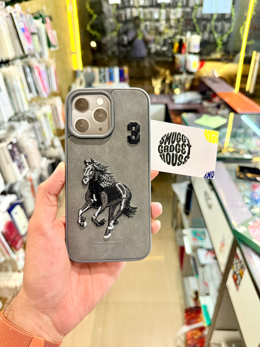 Gray Horse Embroidery Case for Iphone (No. 3)