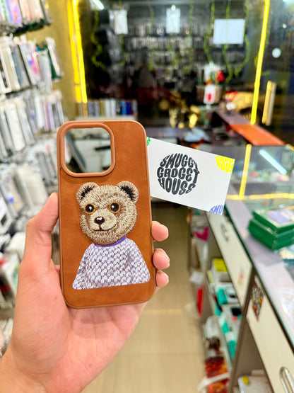 Nimmi Bear Velvet Embroidery Case for Iphone (Brown)
