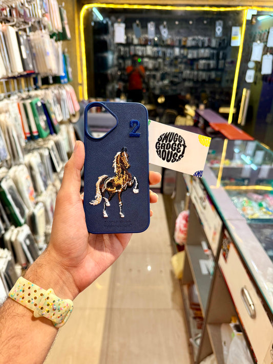 Blue Horse Embroidery Case for Iphone (Number 2)