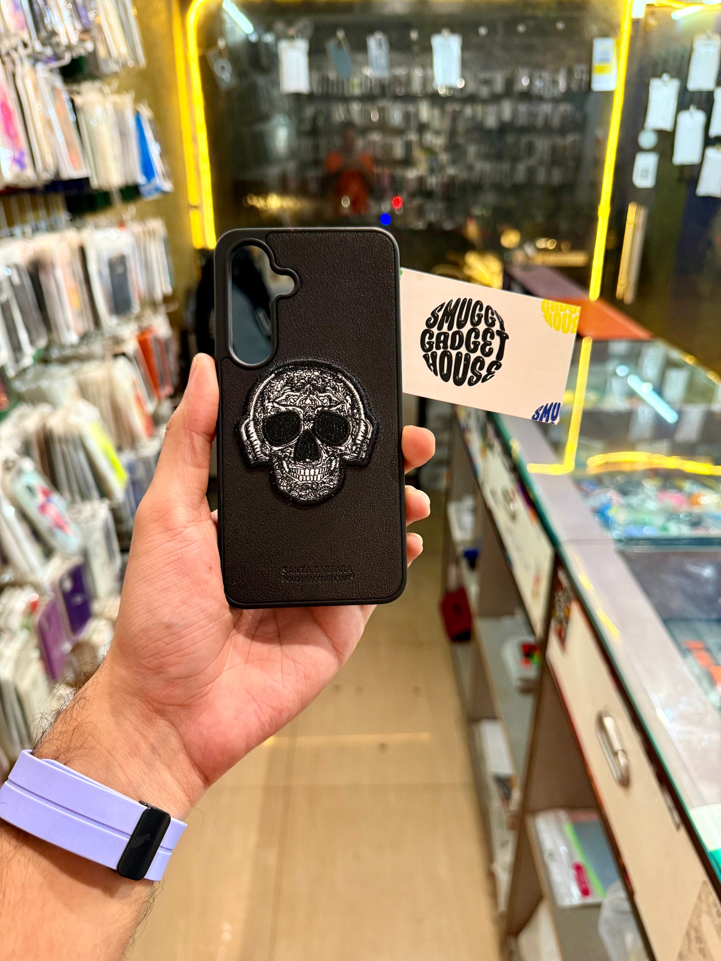 DJ Skull Embroidery Case for SAM Galaxy (Black)