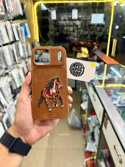 Brown Horse Embroidery Case for Iphone (Number 5)