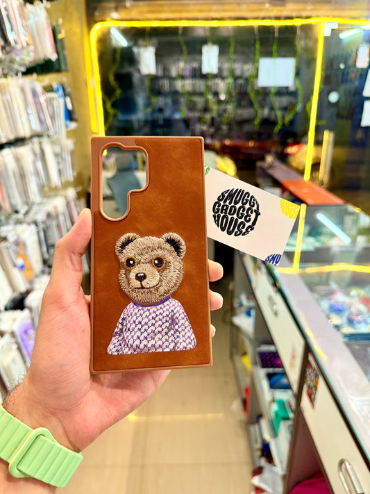 Nimmi Bear Velvet Embroidery Case for SAM Galaxy (Brown)