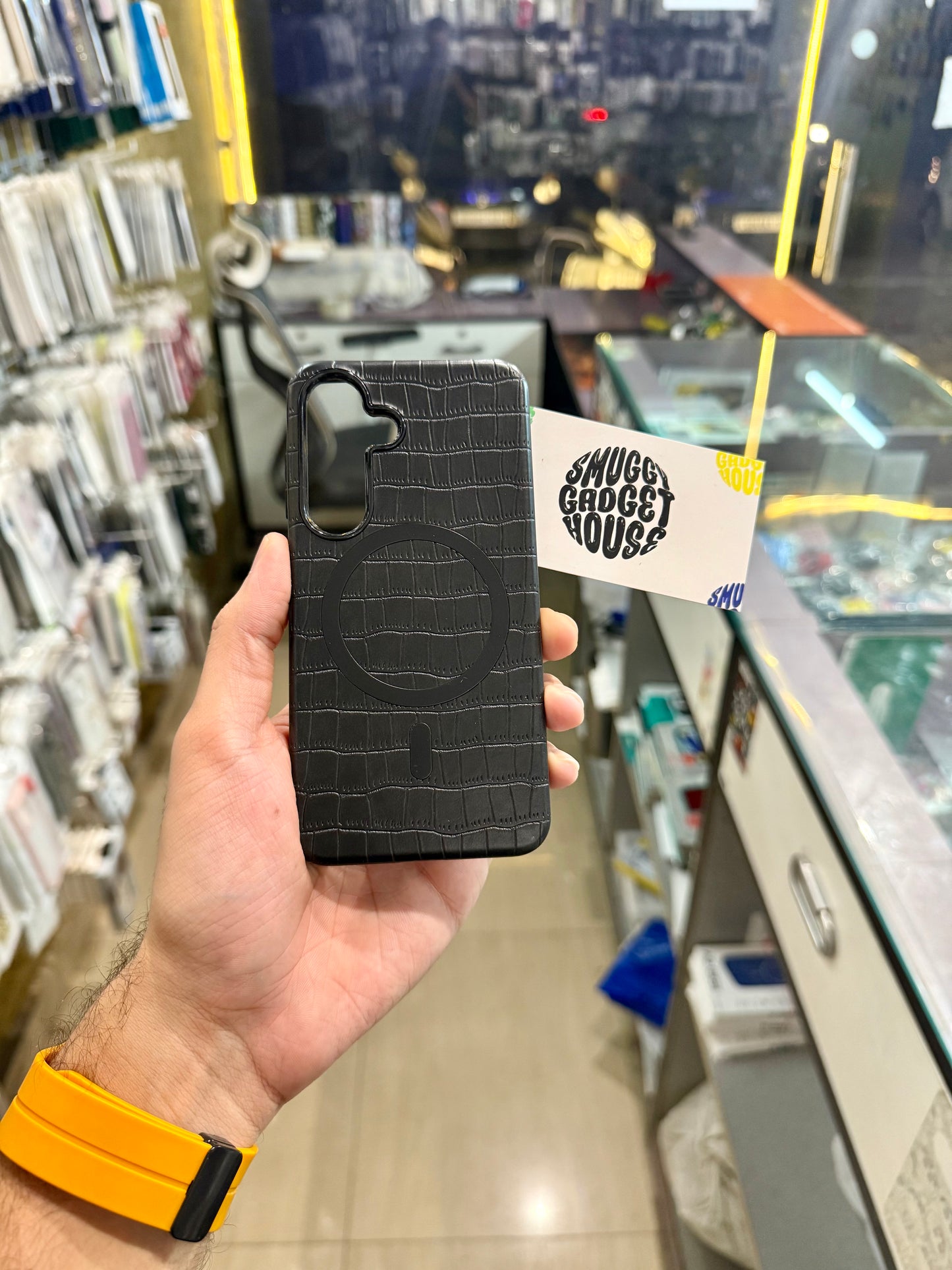 Black Leather Magsafe Case for SAM Galaxy