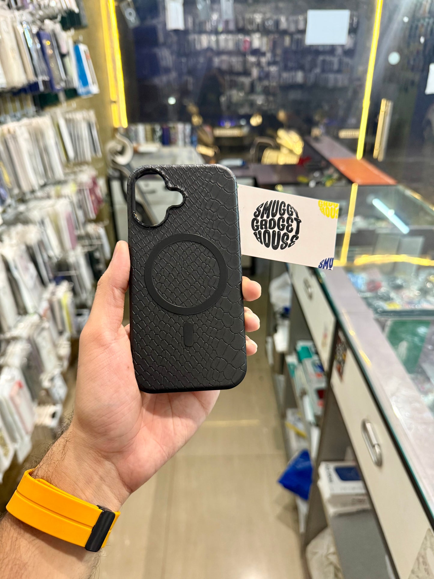 Black Leather Magsafe Case for Iphone