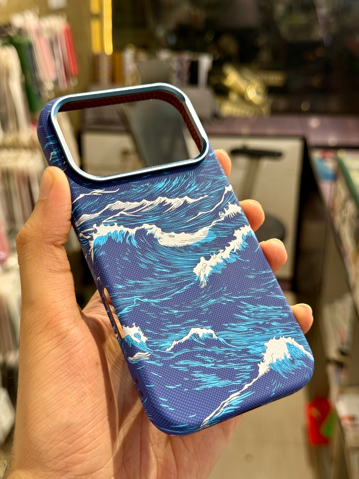 Ocean Wave Aramid MagSafe Case for Iphone (Blue)