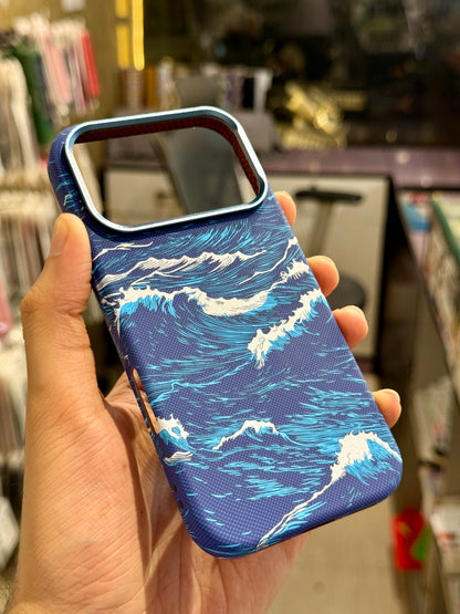Ocean Wave Aramid MagSafe Case for Iphone (Blue)