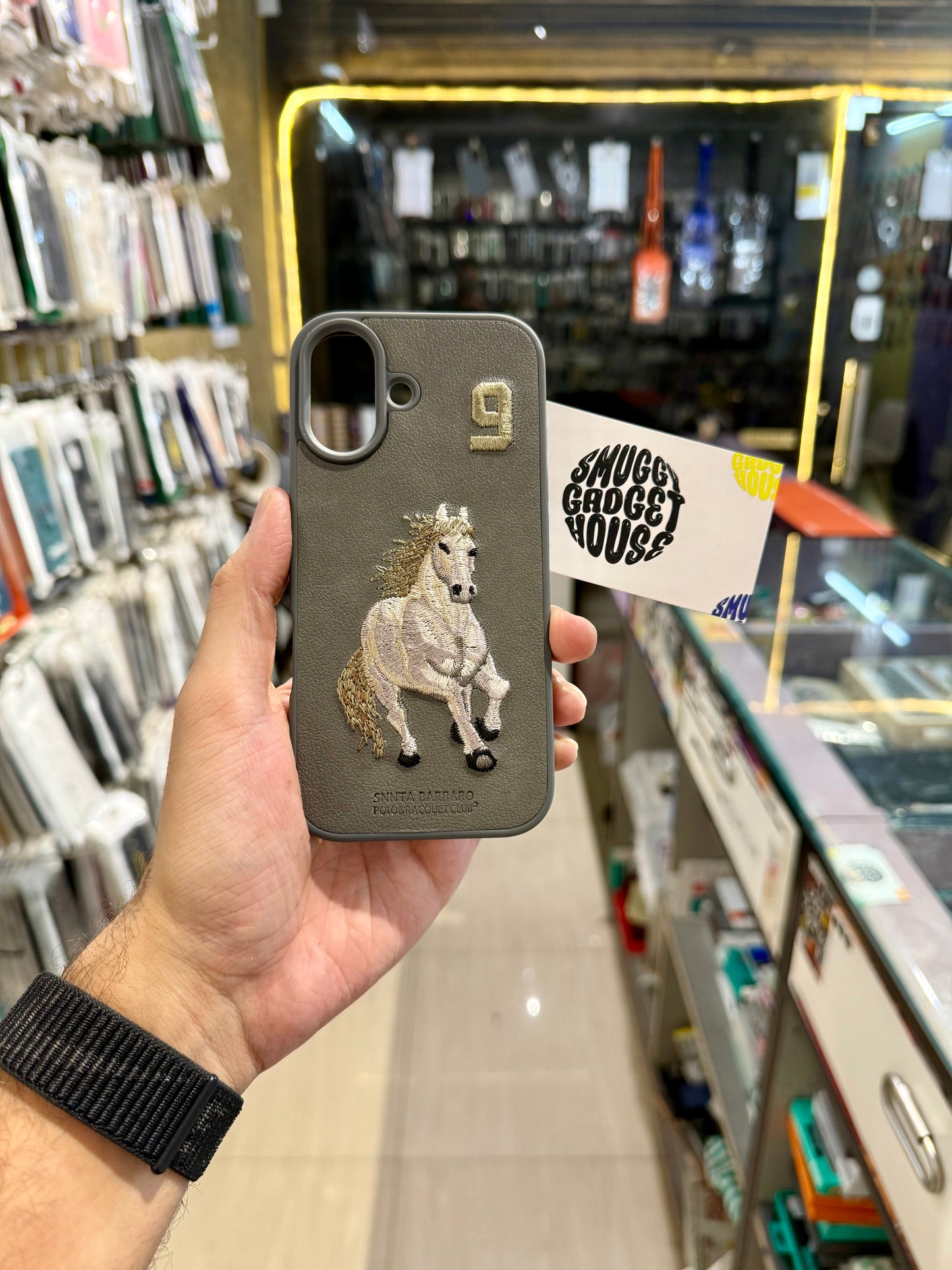 Gray Horse Embroidery Case for Iphone (Number 9)