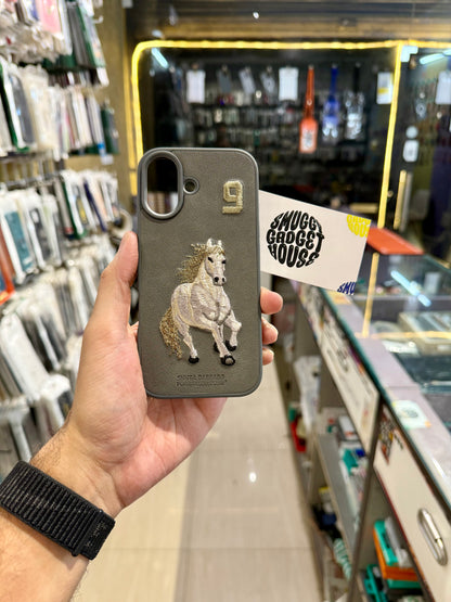 Gray Horse Embroidery Case for Iphone (Number 9)