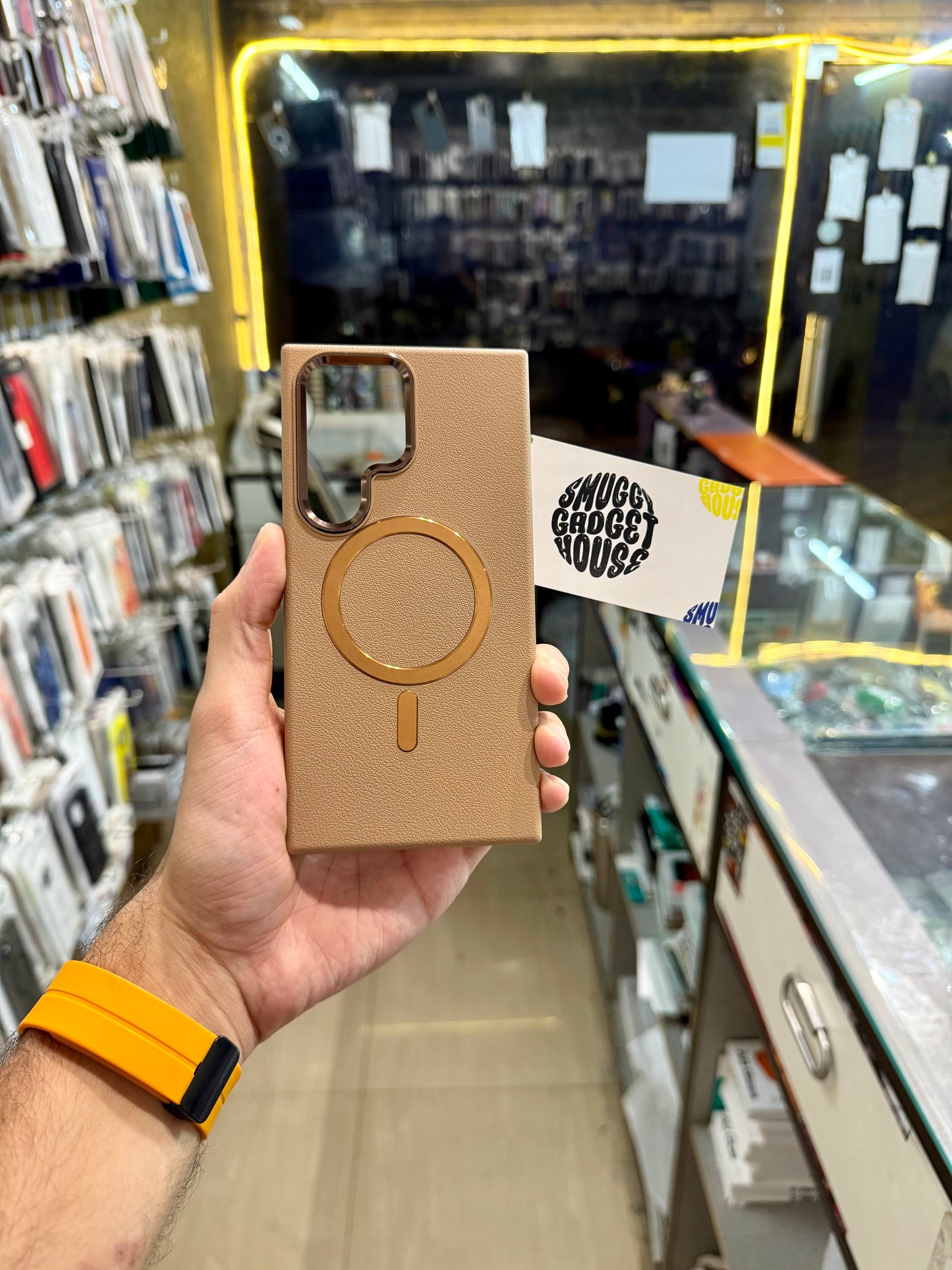 Leather Magsafe Case for SAM Galaxy (Metal Ring)