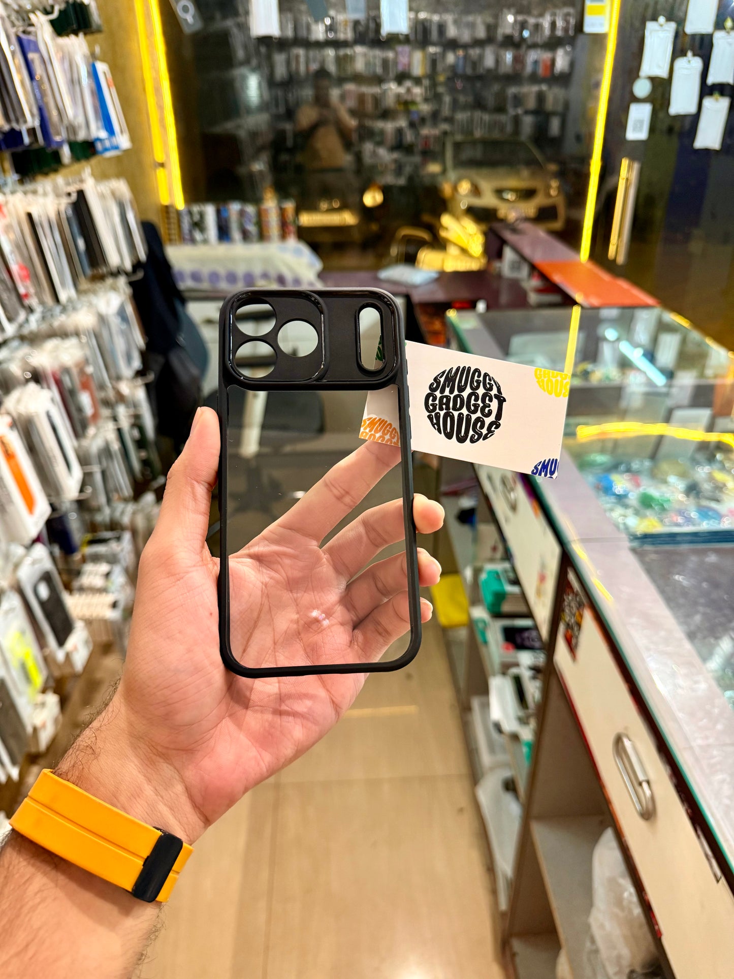 Black Border Transparent Case for Iphone (Camera Protection)