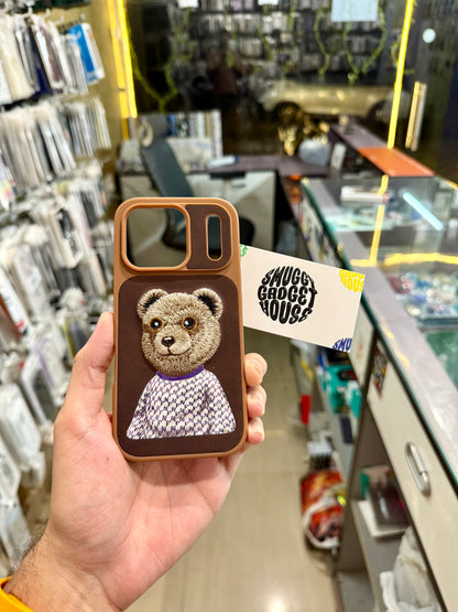 Nimmi Bear Velvet Embroidery Case for Iphone (Brown)