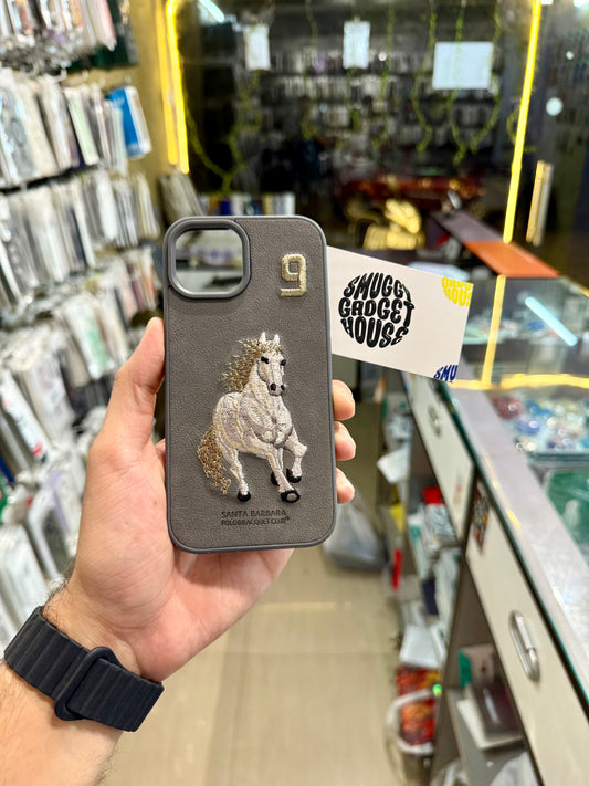 Gray Horse Embroidery Case for Iphone (Number 9)