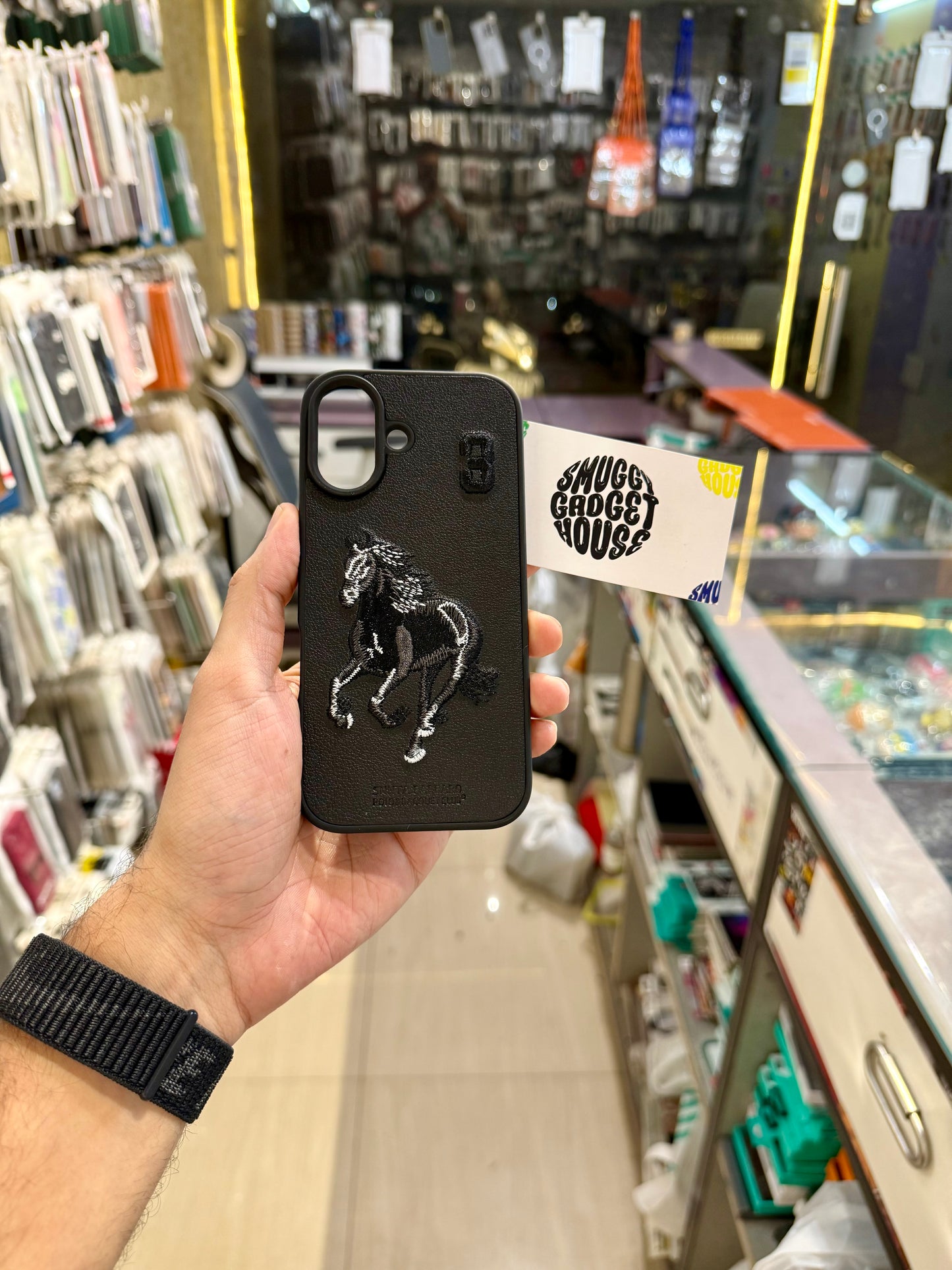 Black Horse Embroidery Case for Iphone (Number 3)
