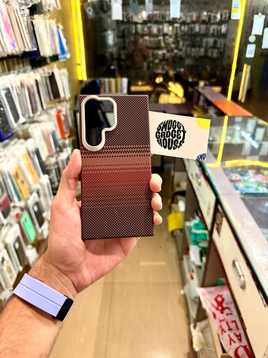 Sunset Orange Aramid Fibre MagSafe Case for SAM Galaxy (Side Cut)