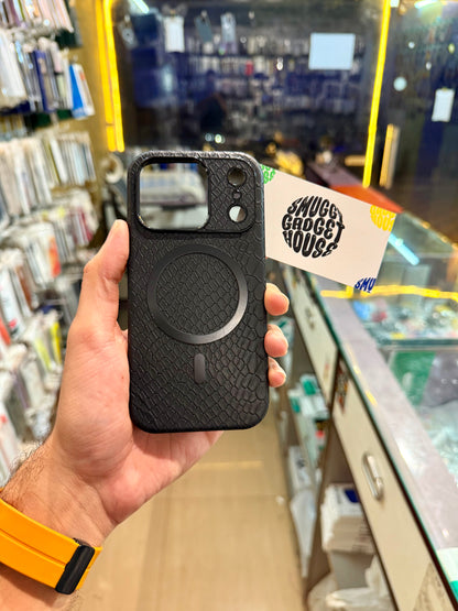 Black Leather Magsafe Case for Iphone