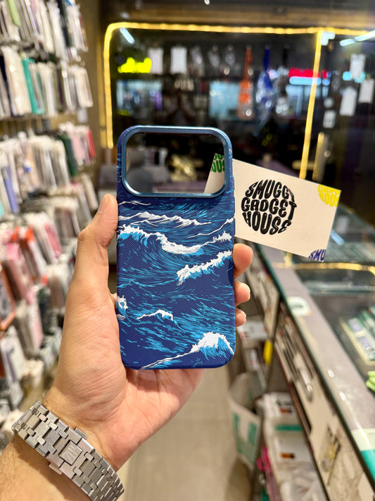 Ocean Wave Aramid MagSafe Case for Iphone (Blue)