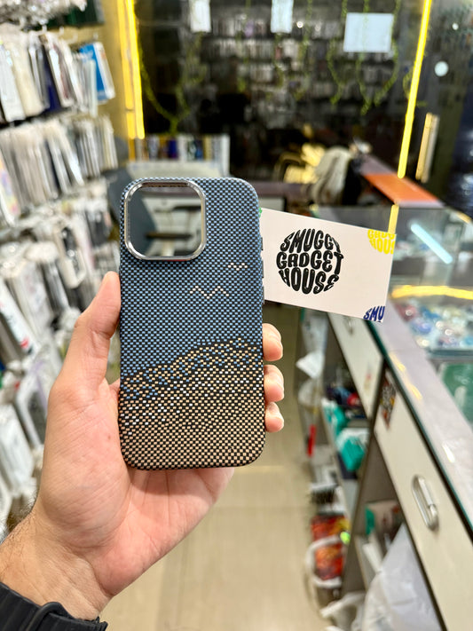 Blue Aramid Carbon Fibre MagSafe Case for Iphone