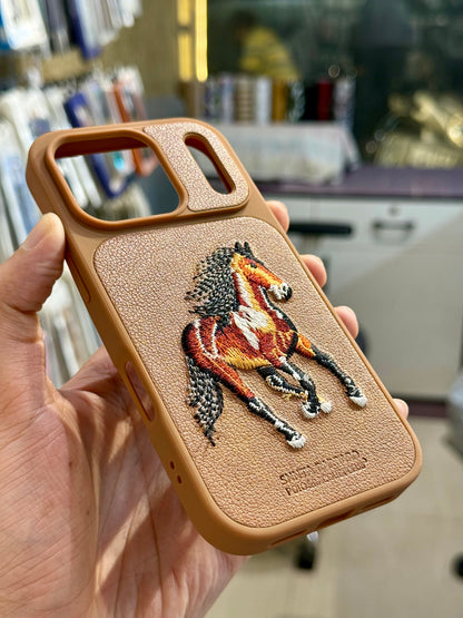 Brown Horse Embroidery Case for Iphone (Number 5)