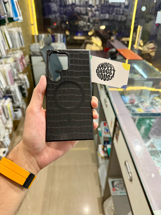 Black Leather Magsafe Case for SAM Galaxy