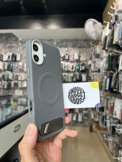 Smuggy Leather MagSafe Case for Iphone (Metallic stand)