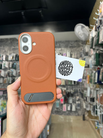 Smuggy Leather MagSafe Case for Iphone (Metallic stand)