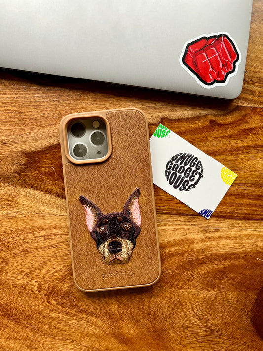 Brown Dog Embroidery Case for Iphone