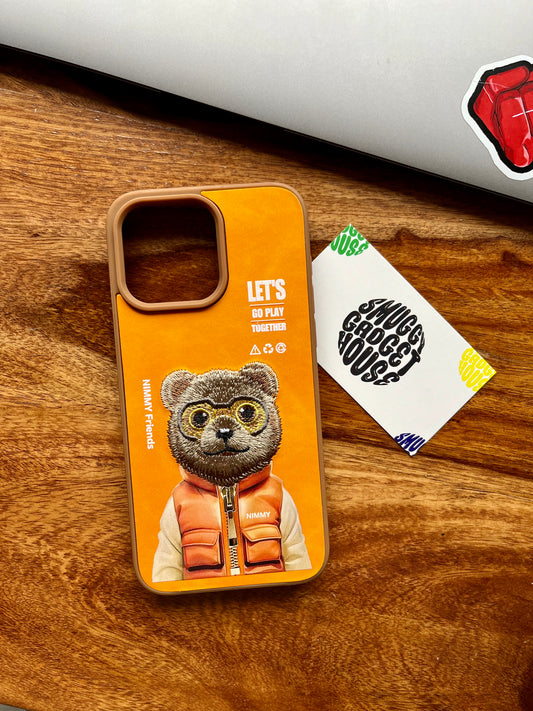 Nimmi Bear Embroidery Case for Iphone (Orange)