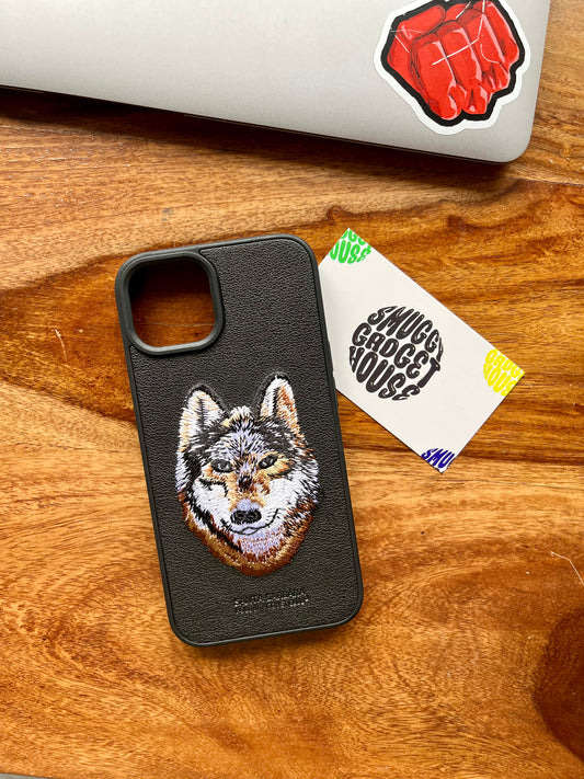 Winter Wolf Embroidery Case for Iphone (Black)