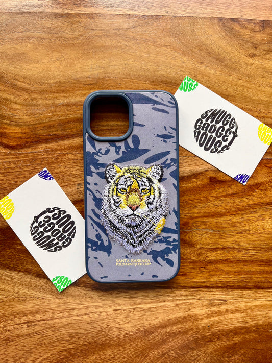 Golden Tiger Limited Edition Embroidery Case for Iphone (Blue)